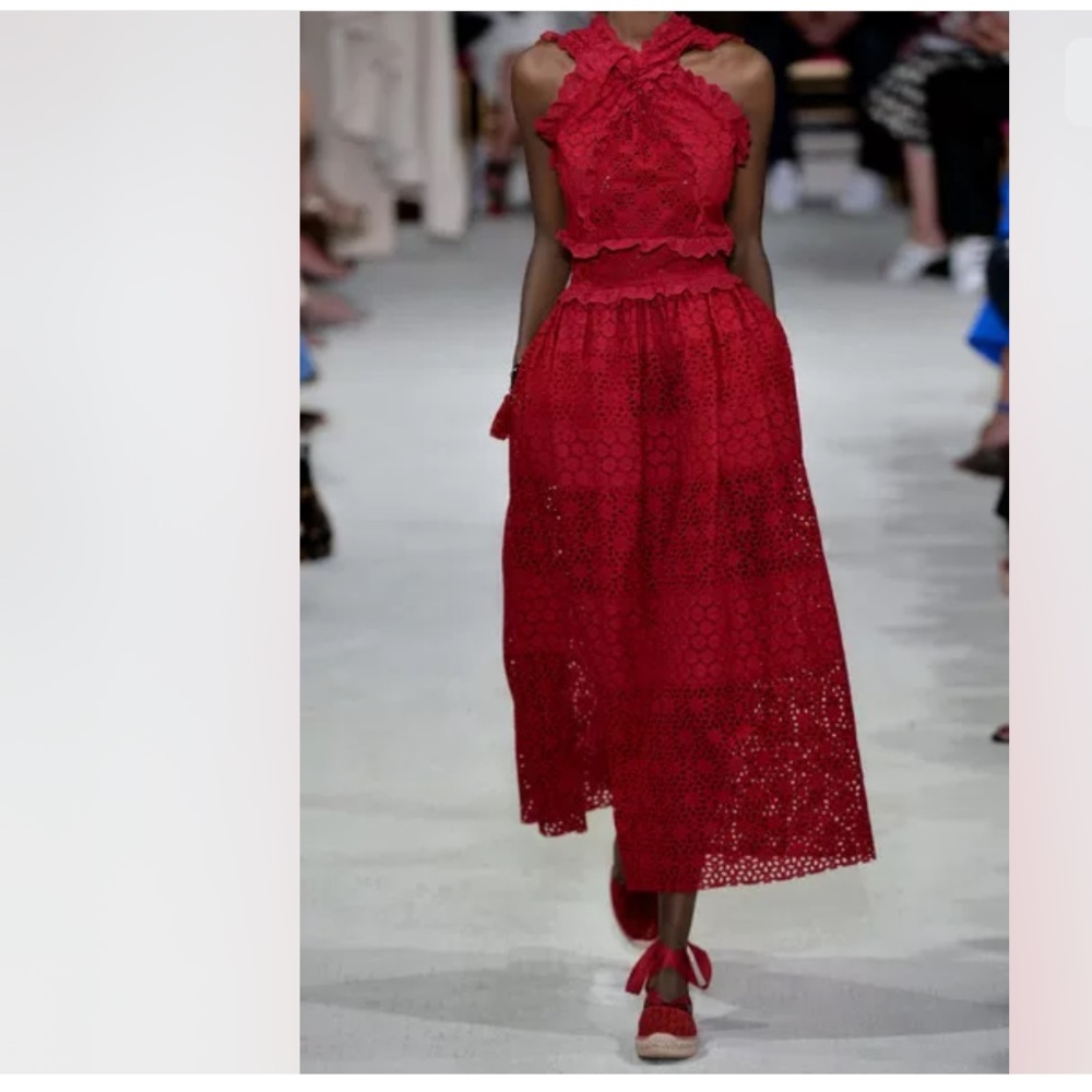 Oscar De La Renta Red Eyelet dress